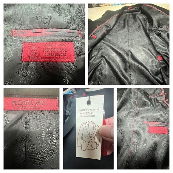 Adolfo Mens Slim Fit * Black * Blazer Sz 44 NWT - Picture 3 of 10